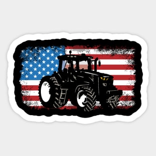 Farm Tractor Patriotic USA Flag Farmer Men Women Sticker